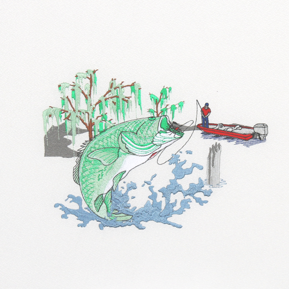 Jumping Bass Embroidery Design