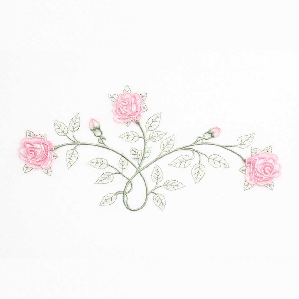 Vine Rose Embroidery Design