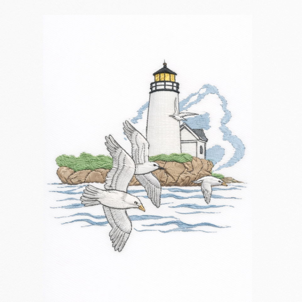 Lighthouse Embroidery Design