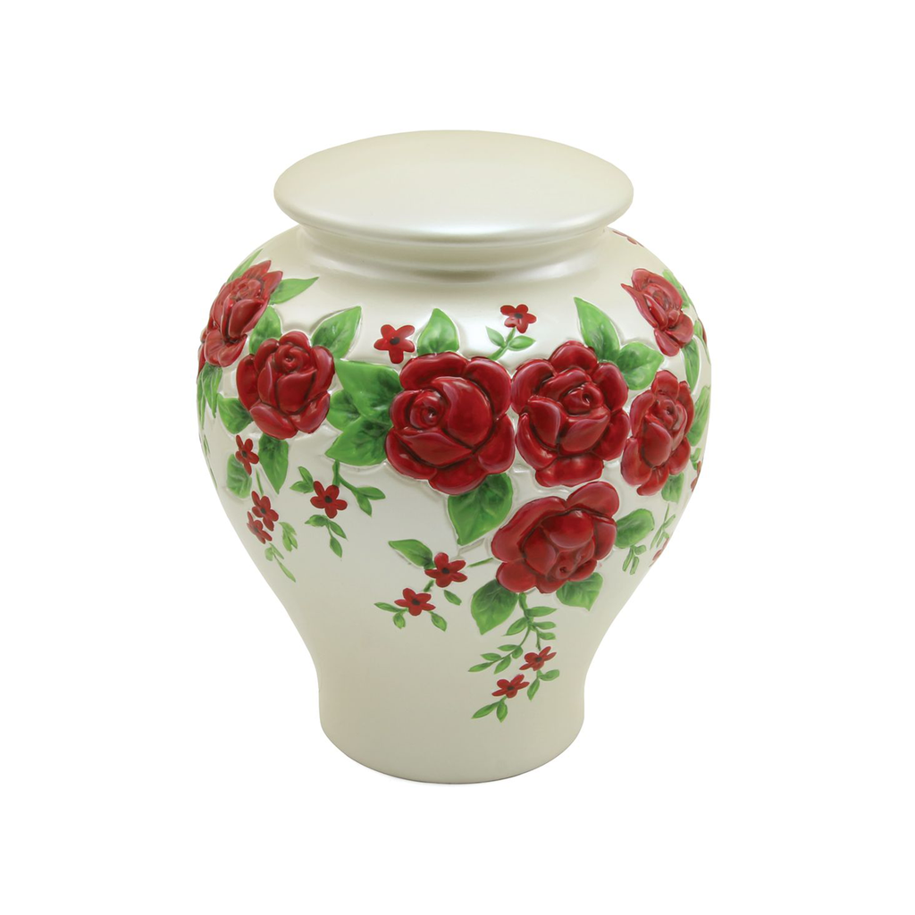 Dimensional Red Roses Urn