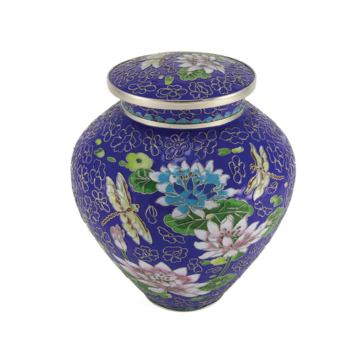 [URN-C154L] Filigree Cloisonne Lily Dragonfly Urn