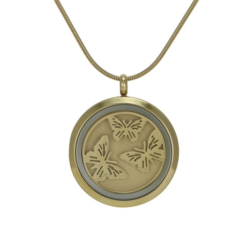 [URN-J5033] Round Pendant - Bronze Butterflies