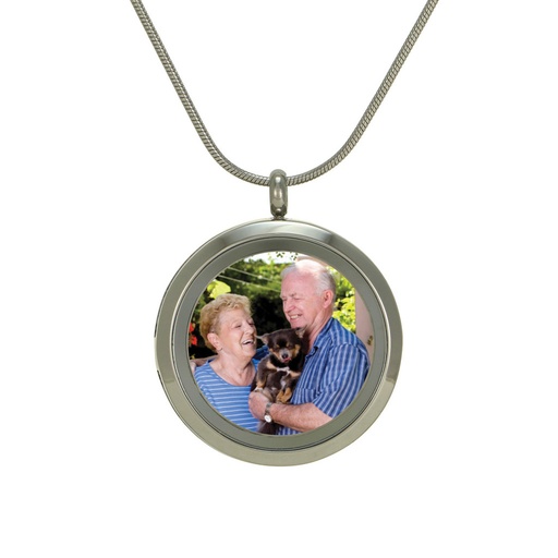 [URN-J5053] Round Pendant - Pewter Photo